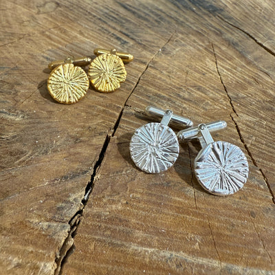 Sunburst Organic Coin Silver Cufflinks