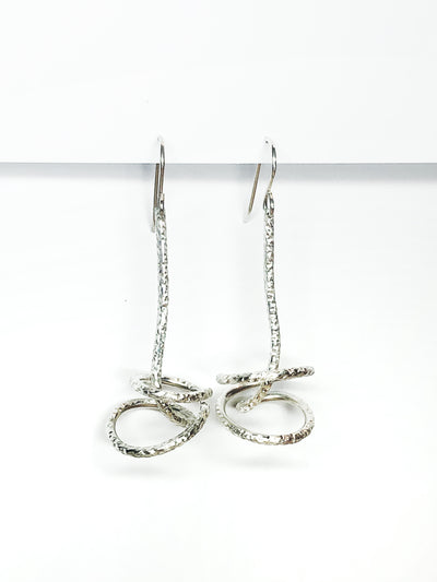 Glitter Rope Hook Earrings / Sterling Silver / Long