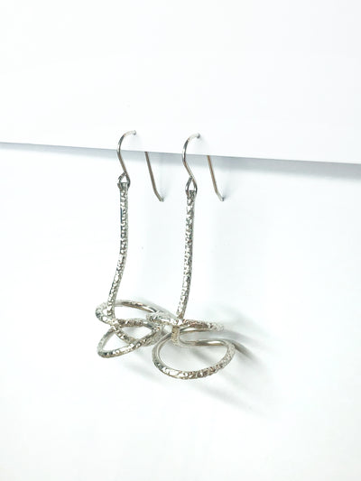 Glitter Rope Hook Earrings / Sterling Silver / Long