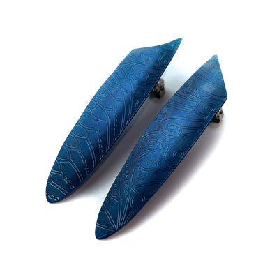 Shield Stud Earrings Small - Blue