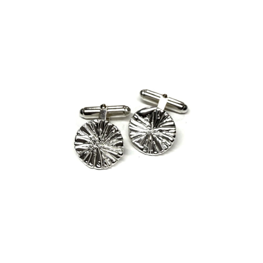 Sunburst Organic Coin Silver Cufflinks