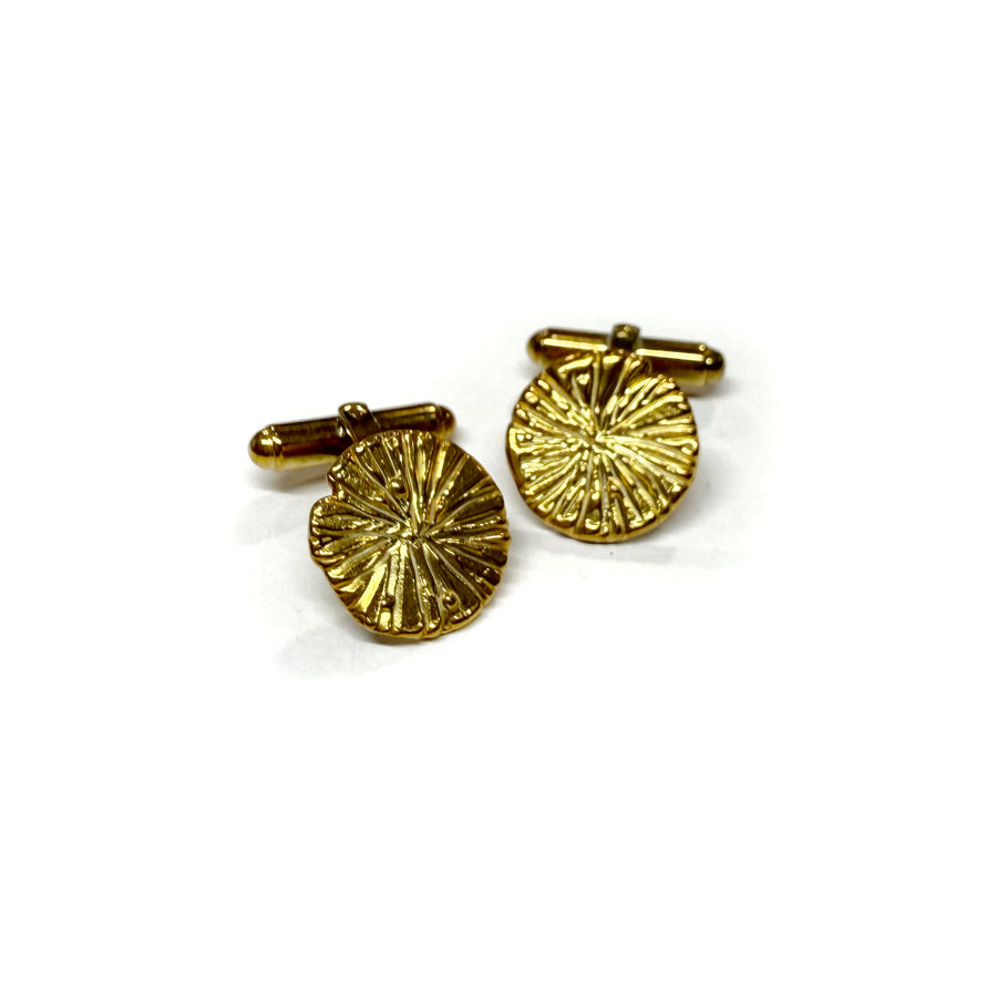 Sunburst Organic Coin Gold Cufflinks
