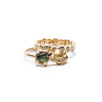 Mon Cuer Ring / Sapphire / 9ct YG + Nuggets