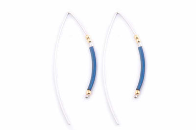 Cleopatra blue sterling silver gold hook earrings