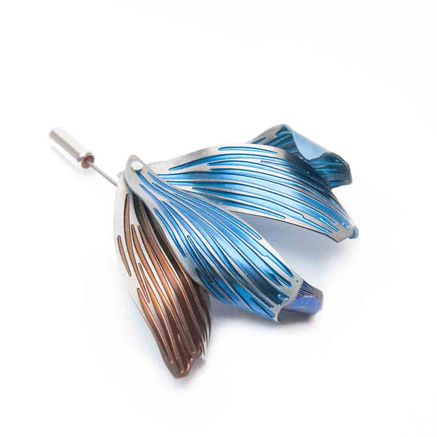 Five Petal Pin - Blue/Bronze