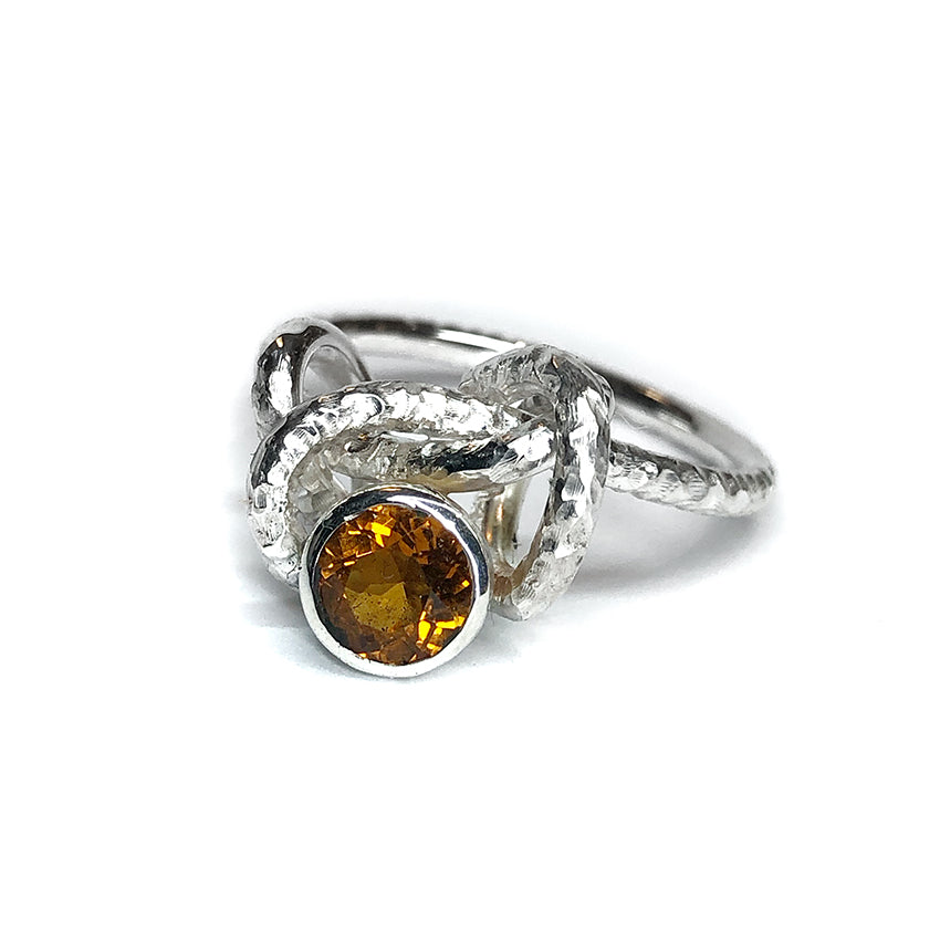 Glitter Rope Ring / Sterling Silver / Citrine