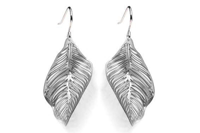 Forest Floor Leaf Earrings Grey