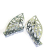 Curled Leaf Skeleton Stud Earrings - Mint