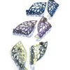 Curled Leaf Skeleton Stud Earrings - Violet