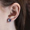 Medium Etched Stud Earrings Blue