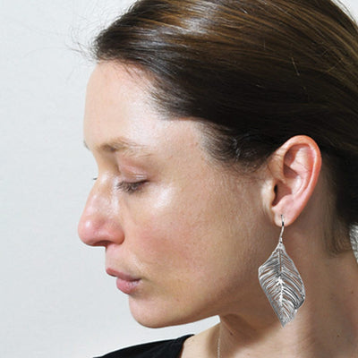 Forest Floor Leaf Earrings Grey