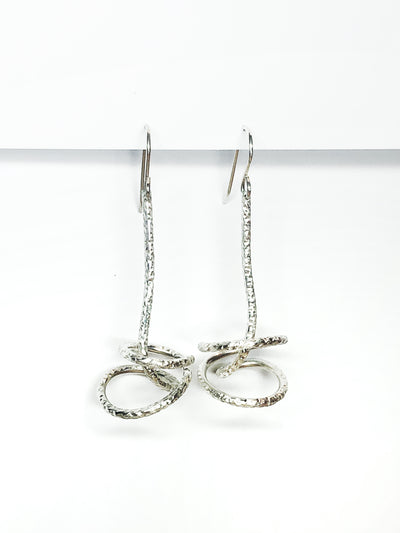 Glitter Rope Hook Earrings / Sterling Silver / Long