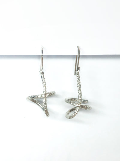 Glitter Rope Hook Earrings / Sterling Silver / Short