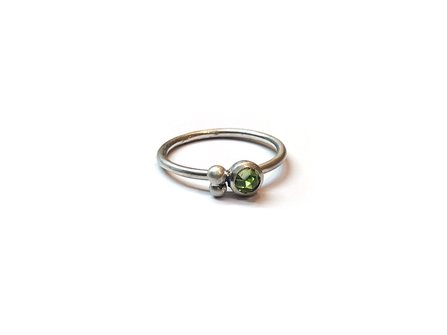 Petite Peridot and Silver Ring