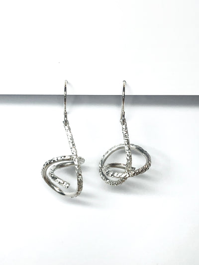 Glitter Rope Hook Earrings / Sterling Silver / Short
